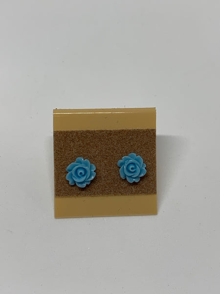 Flower Stud Earrings - Blues