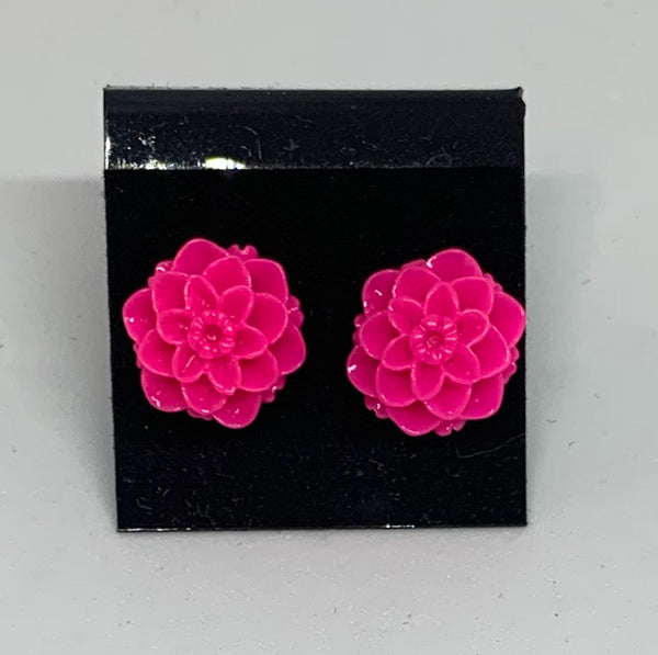 Flower Stud Earrings - Pink