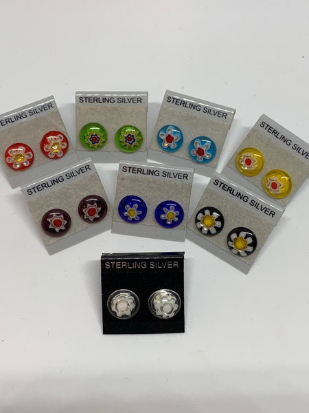 Small Stud earrings - Glass/Sterling Silver
