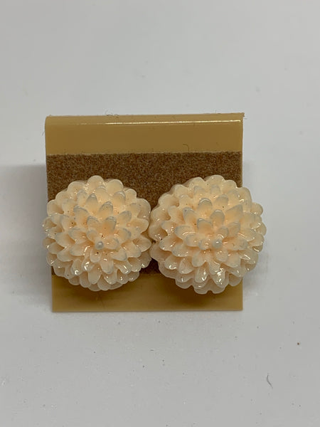 Flower Stud Earrings - Champagne/Peach