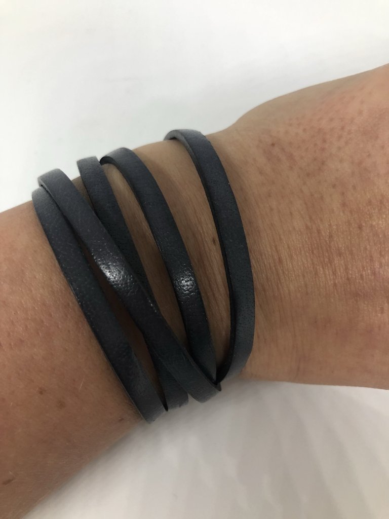 Genuine Leather Wrap Bracelets - Grey