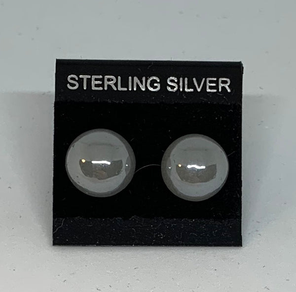 Small Stud earrings - Frosted Glass/Sterling Silver
