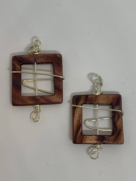 Wire Wrapped Shell Pendants Square
