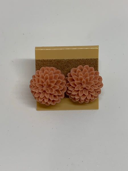Flower Stud Earrings - Champagne/Peach