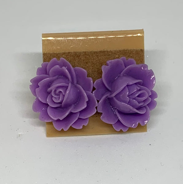 Flower Stud Earrings - Lavender