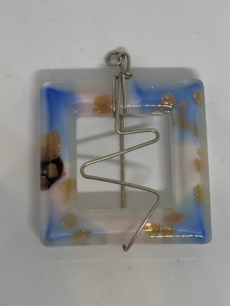 Wire Wrapped Glass Pendants Square