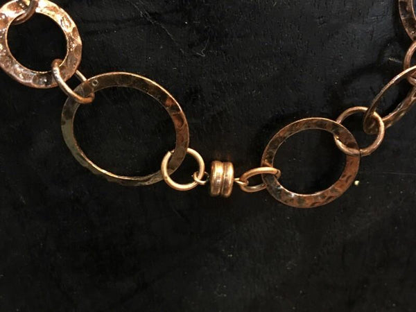 Hammered Hoop Bracelet Antique Copper