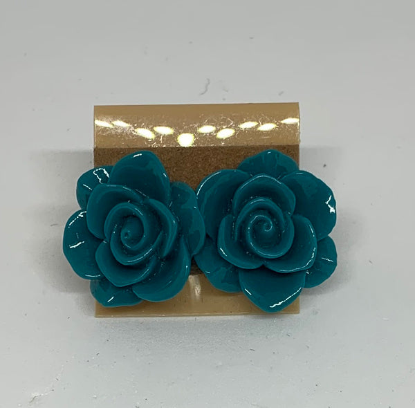 Flower Stud Earrings - Jade