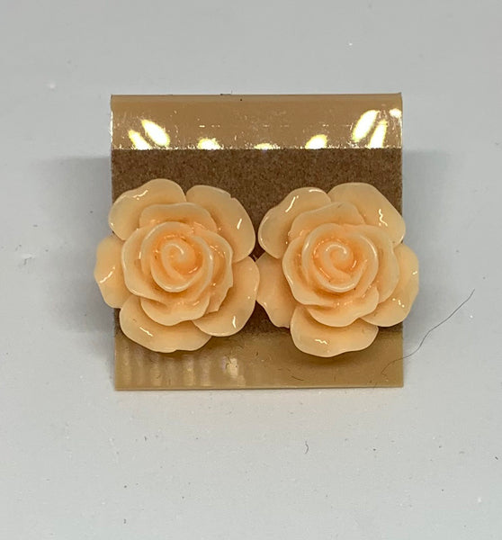 Flower Stud Earrings - Champagne/Peach
