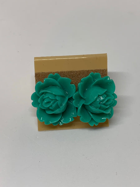 Flower Stud Earrings - Jade