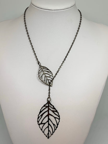 Leaf Loop Necklaces - GUNMETAL