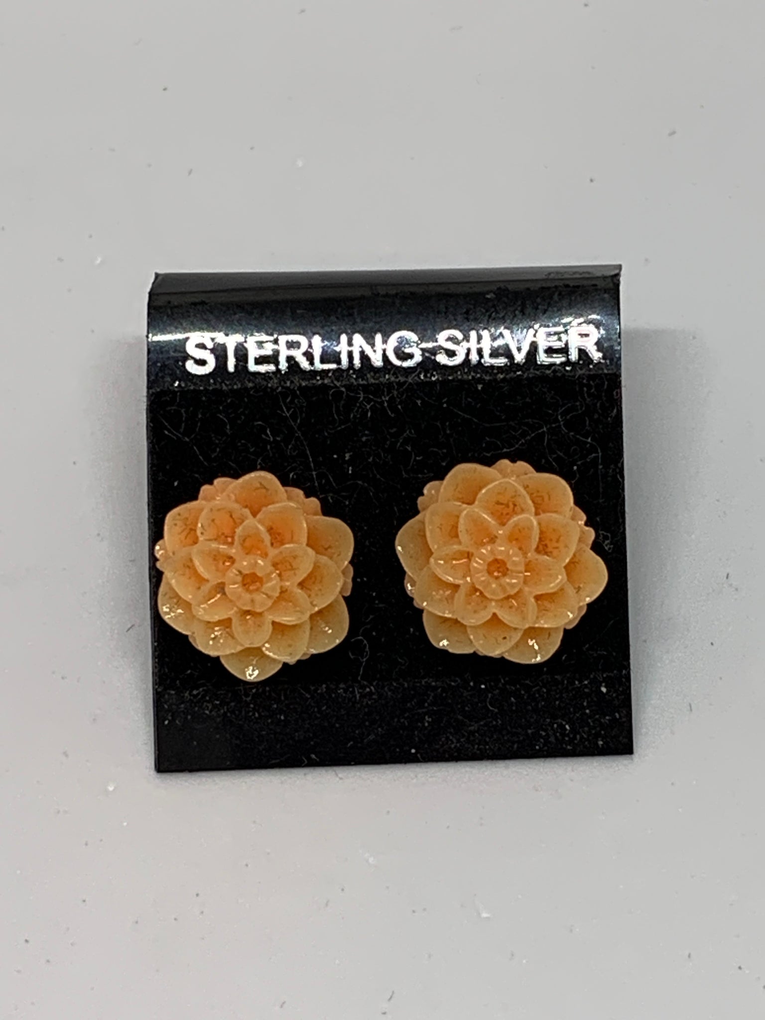 Flower Stud Earrings - Coral/Orange