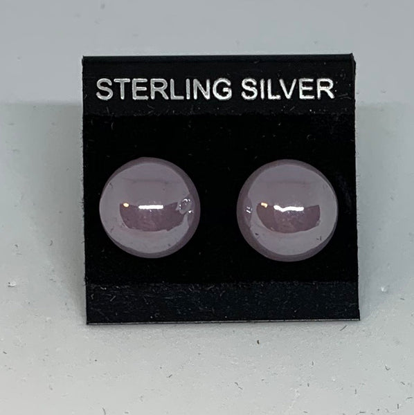 Small Stud earrings - Frosted Glass/Sterling Silver