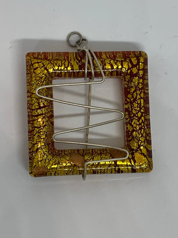 Wire Wrapped Glass Pendants Square