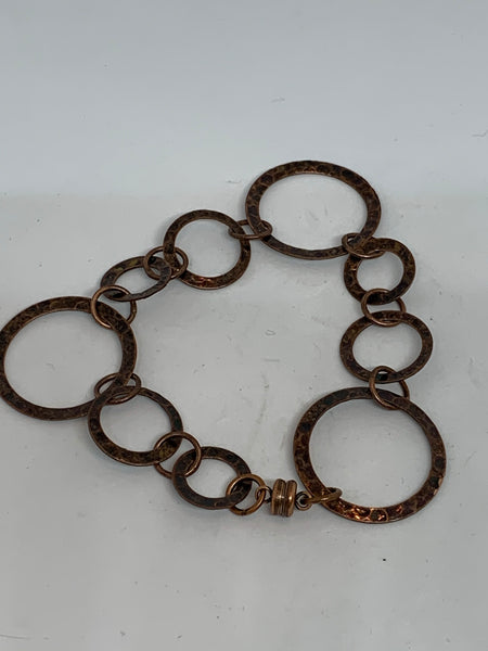 Hammered Hoop Bracelet Antique Copper