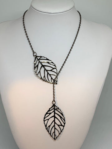Leaf Loop Necklaces - GUNMETAL