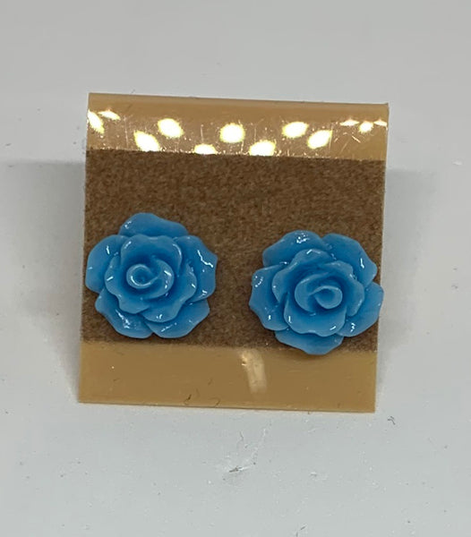 Flower Stud Earrings - Blues
