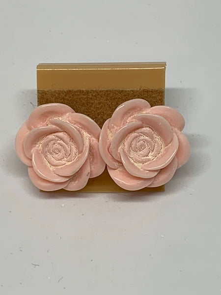 Flower Stud Earrings - Light Pink