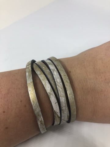 Genuine Leather Wrap Bracelets - Silver/Gold/White
